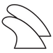 An icon representing surfboard fins. 